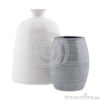 Two ceramic vases isolated on white Stock Photo