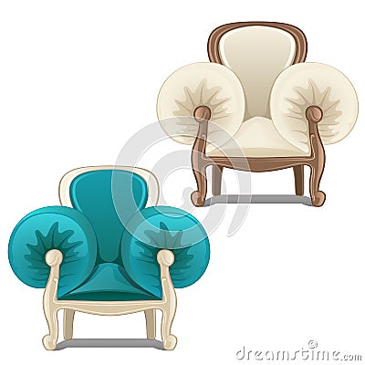 Two chairs with soft armrests. Vector illustration. Vector Illustration