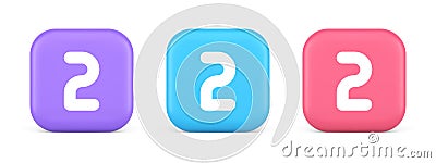 Two character button numeral cyberspace calculation service 3d realistic icon Vector Illustration