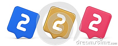 Two character button numeral cyberspace calculation service 3d realistic speech bubble icon Vector Illustration