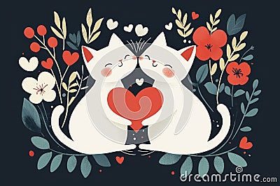 Two charming felines displaying affection for one another. Stock Photo