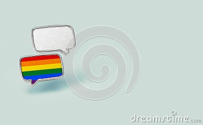 Two chat clouds - one with rainbow colors inside. Dialog between homosexual and heterosexual people and reaching agreements Stock Photo