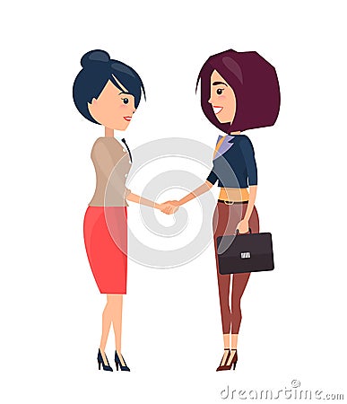 Two Cheerful Businesswomen s Vector Illustration Vector Illustration