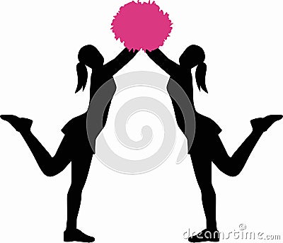 Two cheerleader with pom pom Vector Illustration