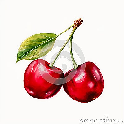 Two cherries, leaves, and a book: a colorful rap video Stock Photo