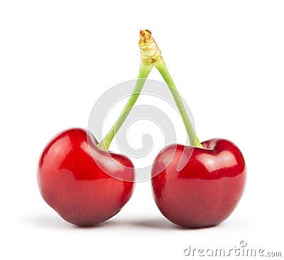 Two Cherries white Stock Photo