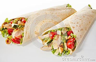 Two chicken and salad wraps Stock Photo