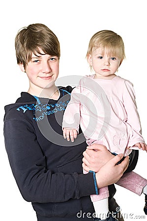 Two children: brother and sister together Stock Photo