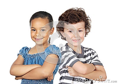 Two children of different races Stock Photo