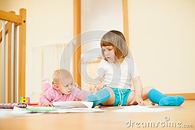 Two children in home Stock Photo