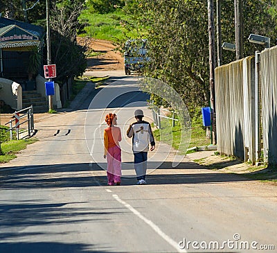 Two children on road Editorial Stock Photo