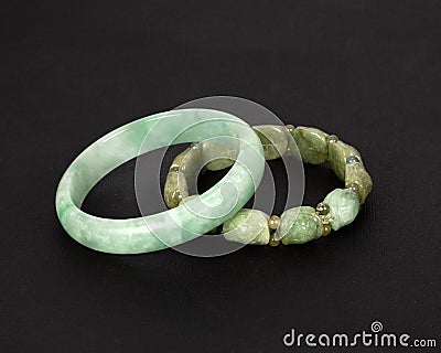 Two Chinese Jade Bracelets with Great Symbolism Stock Photo