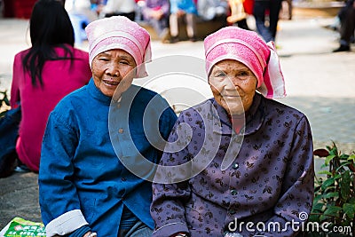 Two Chinese senior woman portrait Editorial Stock Photo