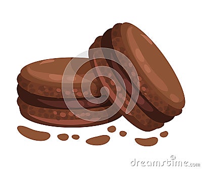 Two chocolate chip cookies. Vector illustration on a white background. Vector Illustration