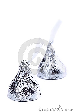 Two chocolate kisses Stock Photo