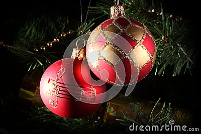 Two christmas baubles Stock Photo