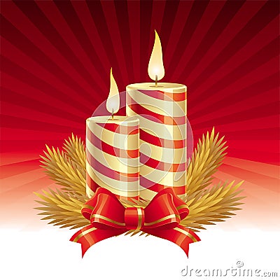 Two Christmas candles Vector Illustration