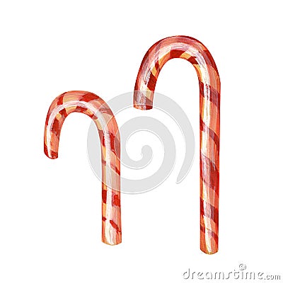 Two Christmas striped caramel canes Stock Photo