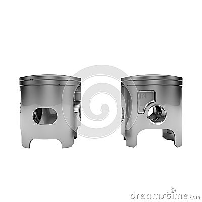 Two chrome disassembled polished pistons Stock Photo