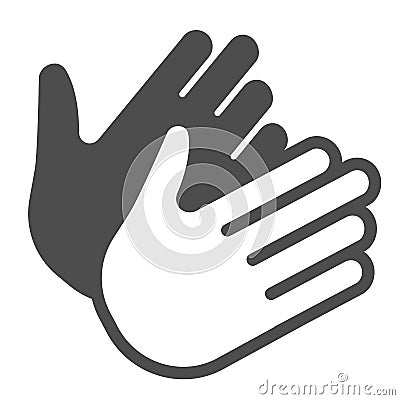 Two clapping hands, applause, bravo solid icon, theater concept, clap, applaud vector sign on white background, glyph Vector Illustration