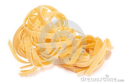 Two Classic Italian Raw Egg Fettuccine - Isolated on White Background Stock Photo