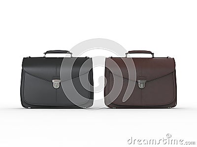 Two classic leather briefcases - black and brown Stock Photo