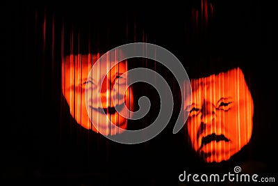 Two classic theatrical mask of tragedy and comedy Stock Photo