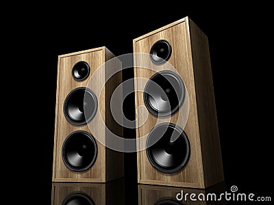 Two classic wooden speakers Stock Photo