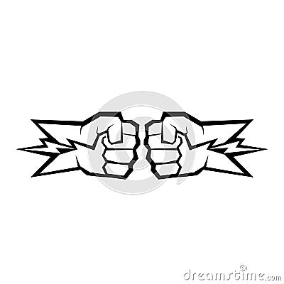 Two clenched fists bumping. Conflict, protest, brotherhood or clash concept vector illustration Vector Illustration