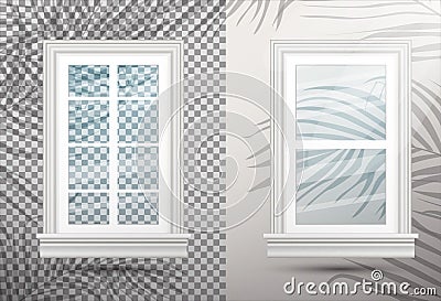 Two Closed Realistic Glass Windows with Shadows Overlay Effect Stock Photo