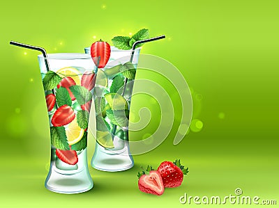 Two Cocktails Realistic Composition Vector Illustration