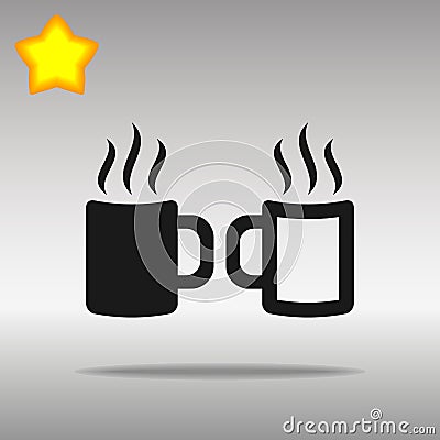 Two Coffee cup black Icon button logo symbol Vector Illustration