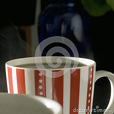 Two coffee mugs steam square Stock Photo