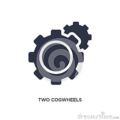 two cogwheels icon on white background. Simple element illustration from mechanicons concept Vector Illustration