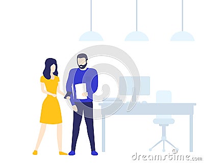 Two colleagues speaking in office Stock Photo