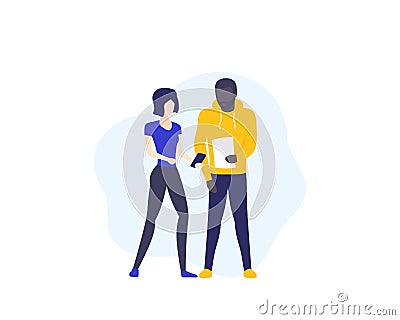 Two colleagues speaking at work Vector Illustration