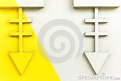 Two-color abstract background. Two elements like a abstract skeleton of fish. Part yellow and part grey color Stock Photo