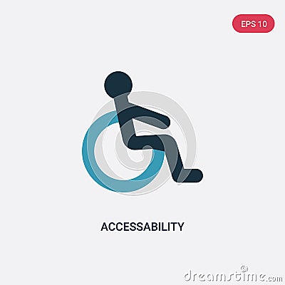 Two color accessability vector icon from interface concept. isolated blue accessability vector sign symbol can be use for web, Vector Illustration