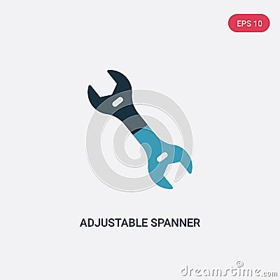 Two color adjustable spanner vector icon from seo and web concept. isolated blue adjustable spanner vector sign symbol can be use Vector Illustration