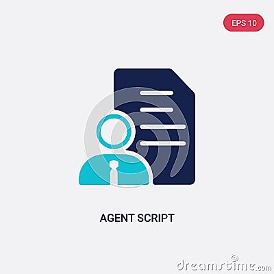 Two color agent script vector icon from general-1 concept. isolated blue agent script vector sign symbol can be use for web, Vector Illustration