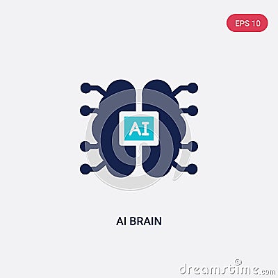 Two color ai brain vector icon from artificial intellegence concept. isolated blue ai brain vector sign symbol can be use for web Vector Illustration