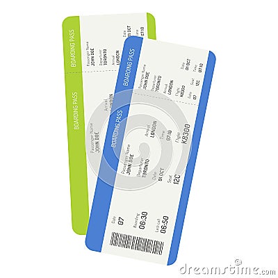 Two color airline boarding pass Vector Illustration