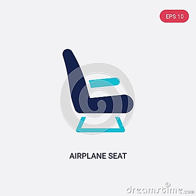 Two color airplane seat vector icon from airport terminal concept. isolated blue airplane seat vector sign symbol can be use for Vector Illustration