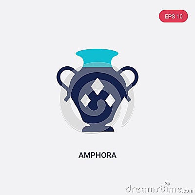 Two color amphora vector icon from greece concept. isolated blue amphora vector sign symbol can be use for web, mobile and logo. Vector Illustration