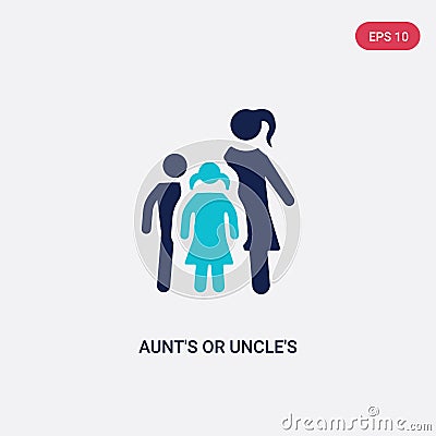 Two color aunt`s or uncle`s child vector icon from family relations concept. isolated blue aunt`s or uncle`s child vector sign Vector Illustration