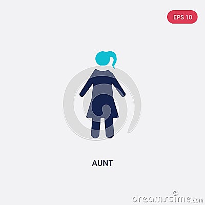 Two color aunt vector icon from family relations concept. isolated blue aunt vector sign symbol can be use for web, mobile and Vector Illustration