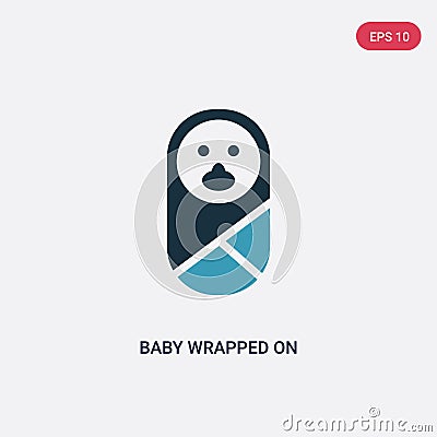 Two color baby wrapped on swaddling clothes vector icon from people concept. isolated blue baby wrapped on swaddling clothes Vector Illustration