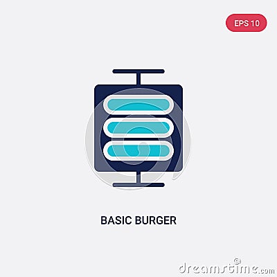 Two color basic burger vector icon from business concept. isolated blue basic burger vector sign symbol can be use for web, mobile Vector Illustration