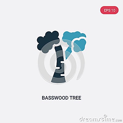 Two color basswood tree vector icon from nature concept. isolated blue basswood tree vector sign symbol can be use for web, mobile Vector Illustration