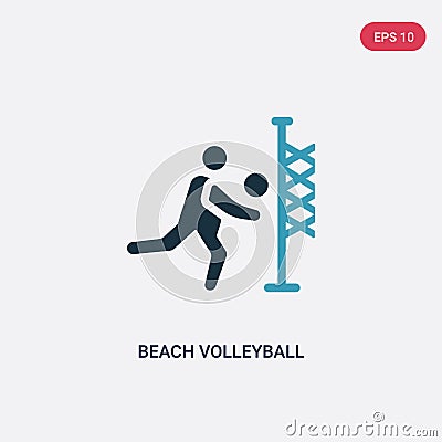 Two color beach volleyball vector icon from summer concept. isolated blue beach volleyball vector sign symbol can be use for web, Vector Illustration